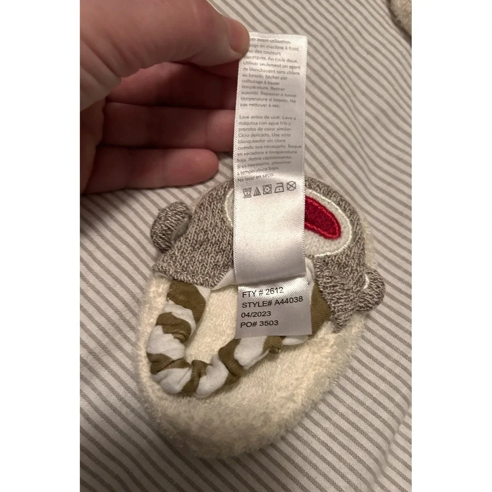Baby Starters 0-9 Months Sock Monkey Slippers Terry Cloth Slip On Gender Neutral